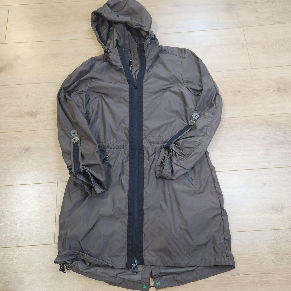 The North Face Rain Coat Womens Medium Brown Hooded Long Lightweight Parka Zip